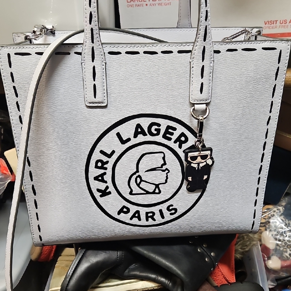Karl Lagerfeld Gray Tote with Distinctive Logo